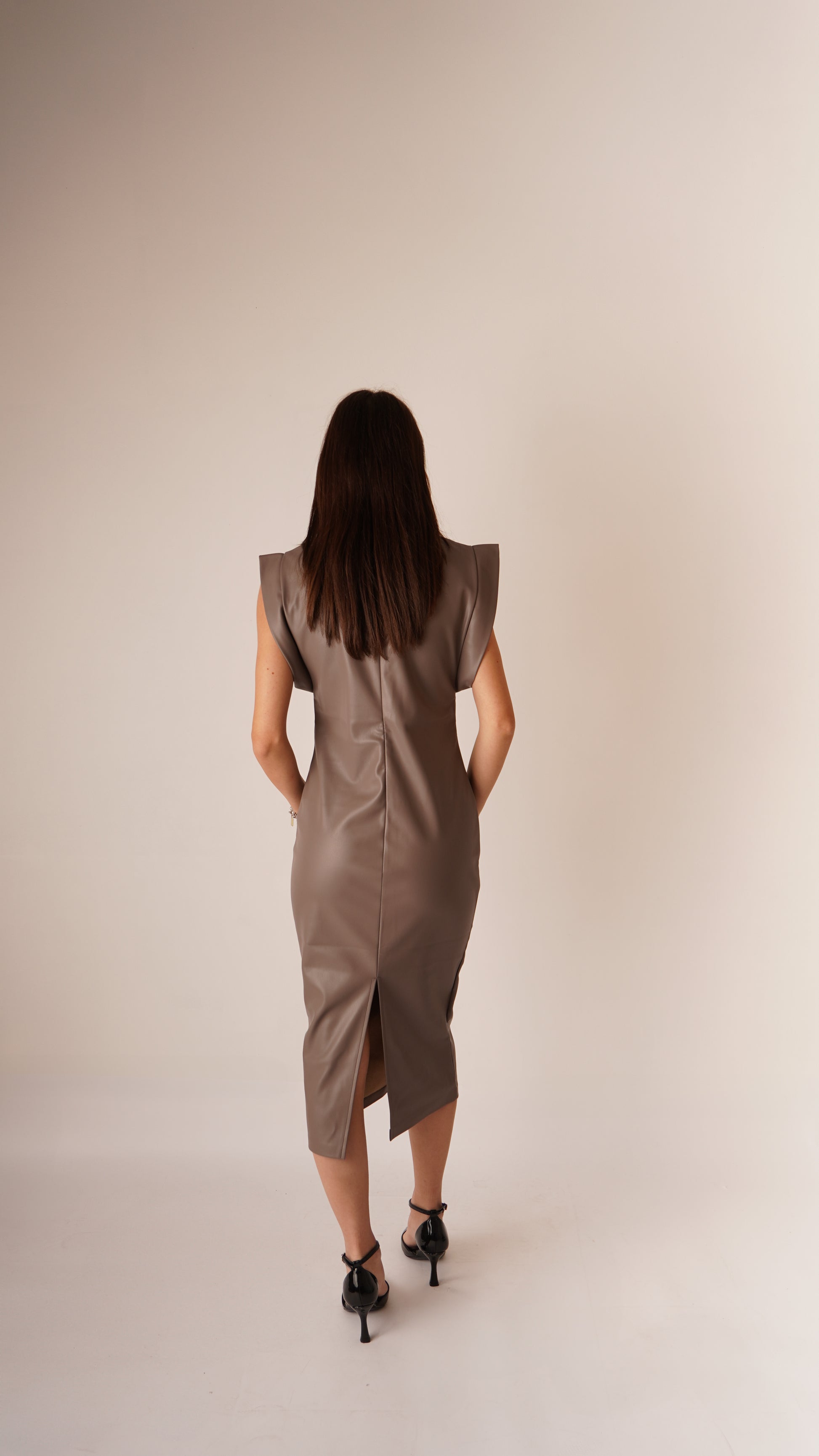 Vestito Ecopelle Grigio