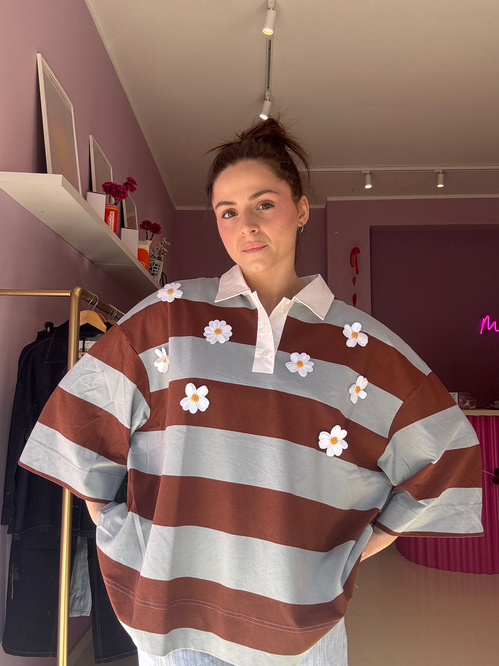 T-Shirt Flower Marrone