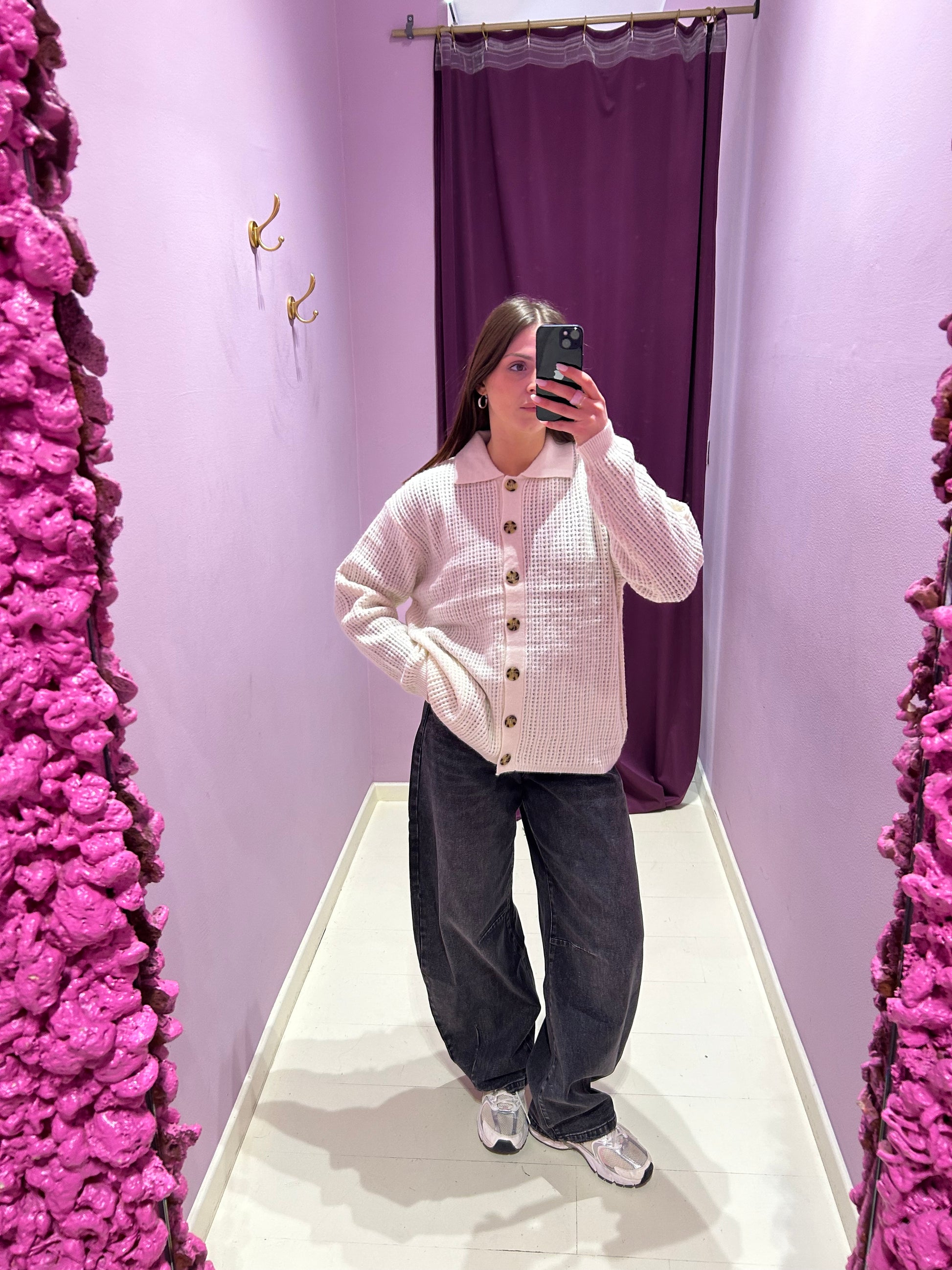 Cardigan Traforato Bianco