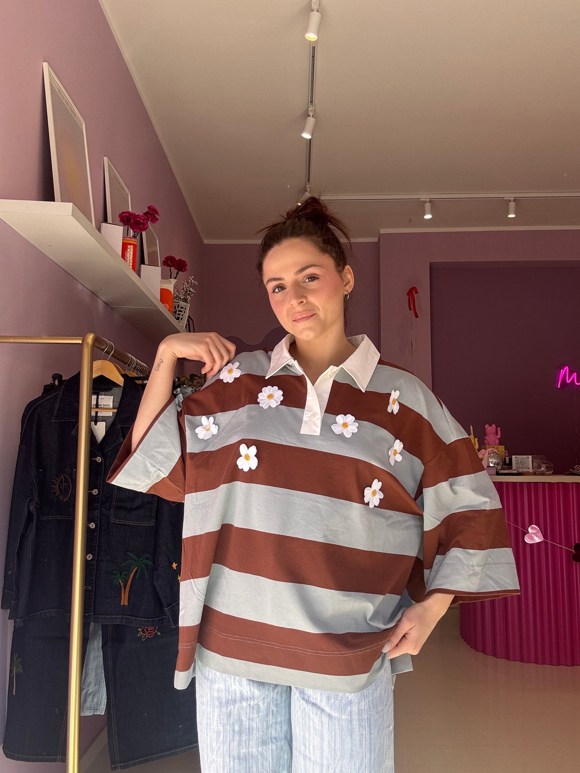 T-Shirt Flower Marrone