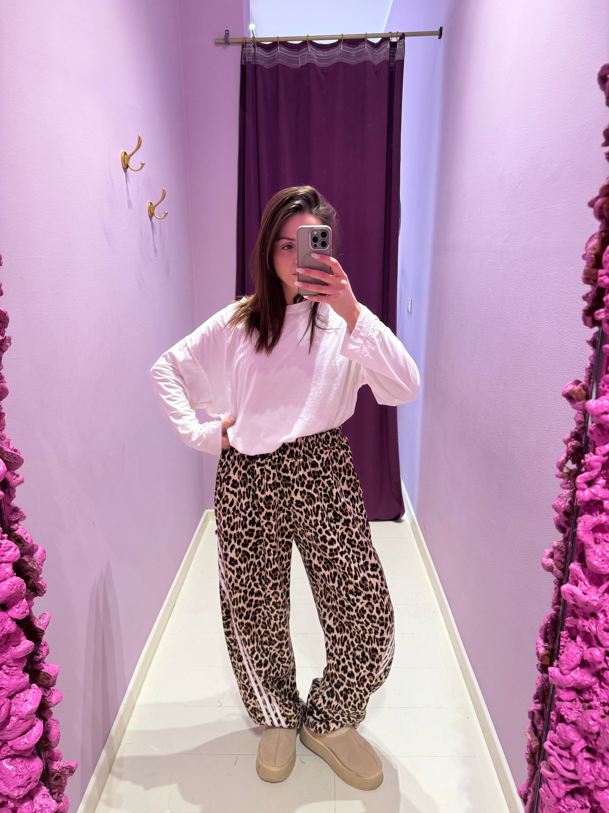 Panta Leopard Bianco