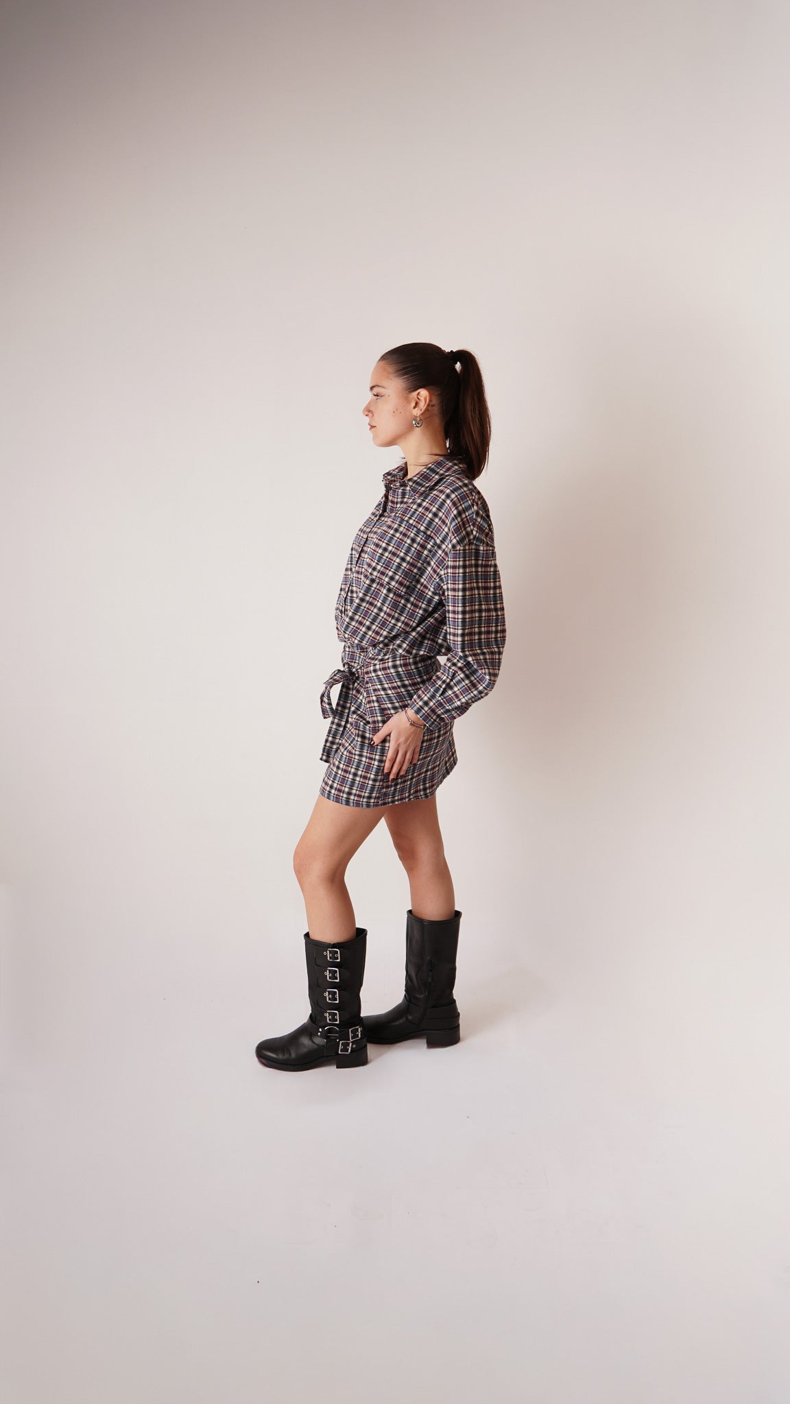 Vestito Margot Check Celeste