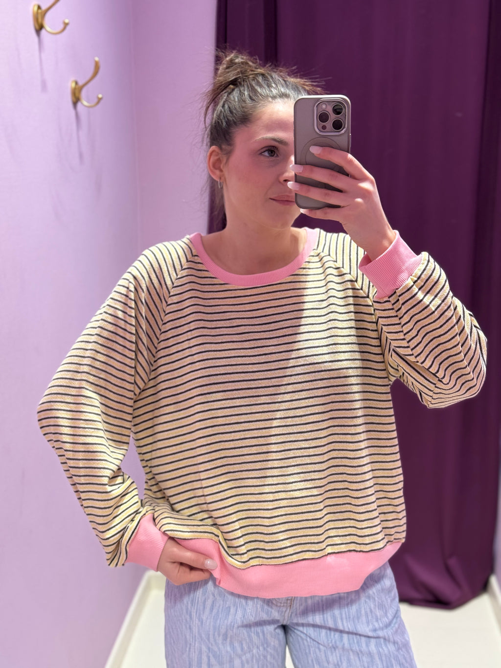 Maglia Stripes Rosa/Marrone