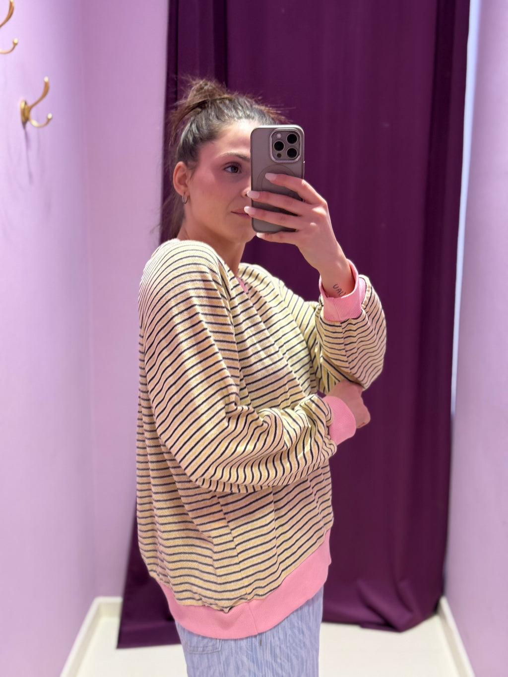 Maglia Stripes Rosa/Marrone