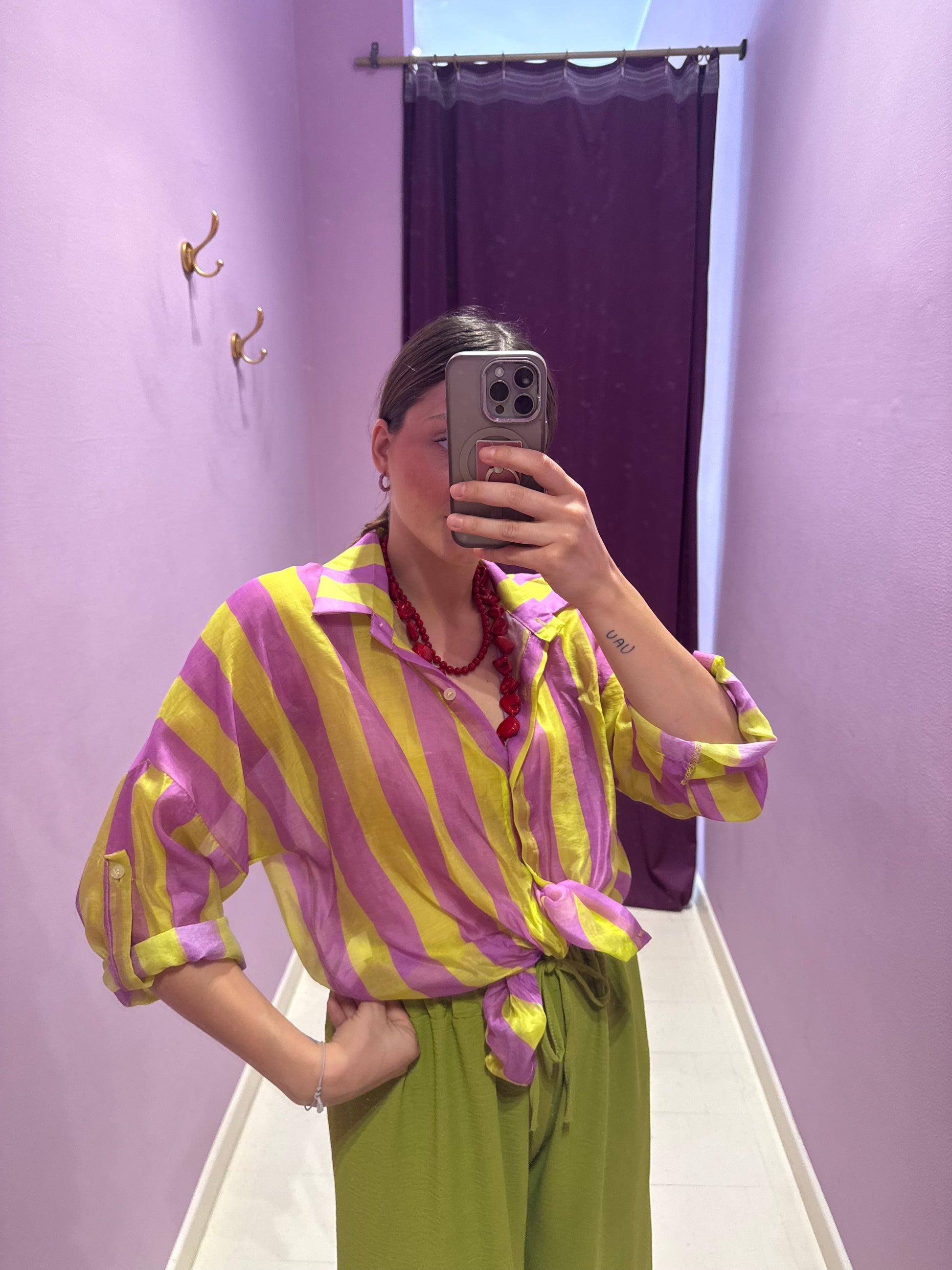 Camicia Tenerife Lime/Rosa