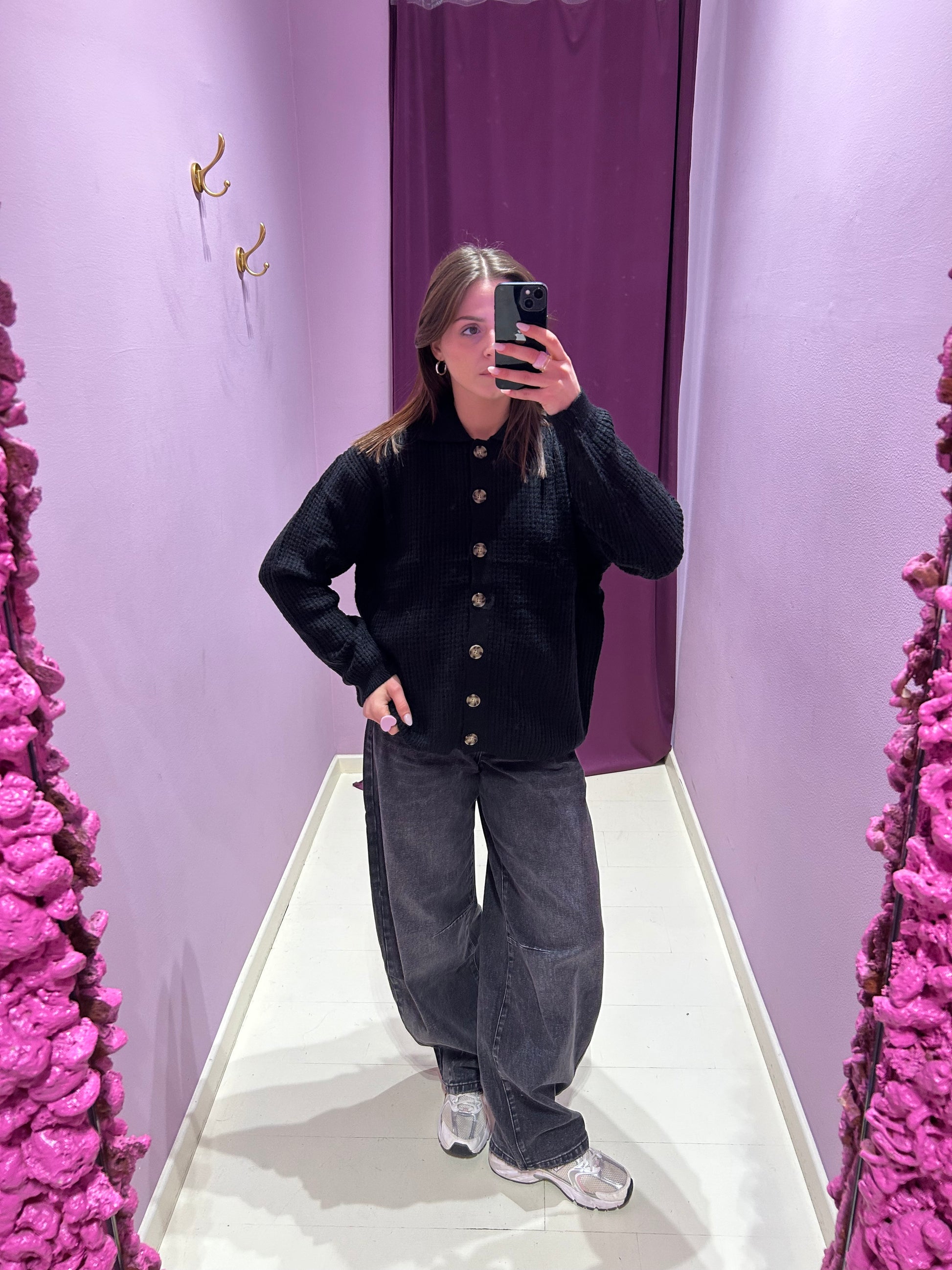 Cardigan Traforato Nero