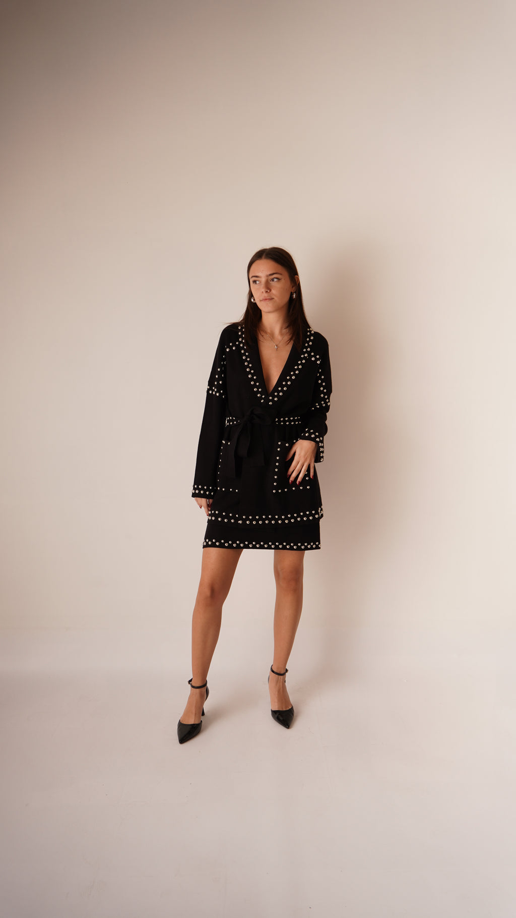 Cardigan Borchiato Nero