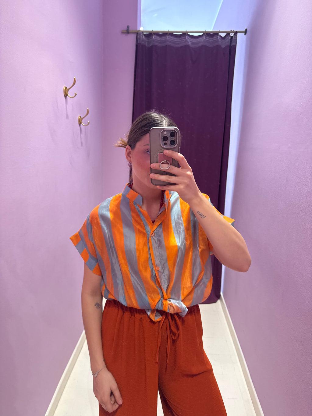 Camicia Lanzarote Arancio/Celeste