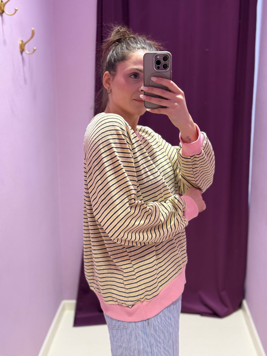 Maglia Stripes Rosa/Marrone