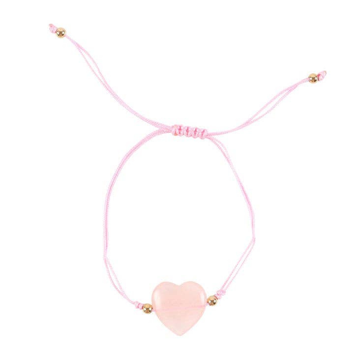 Bracciale a forma di cuore in quarzo rosa You Are Loved